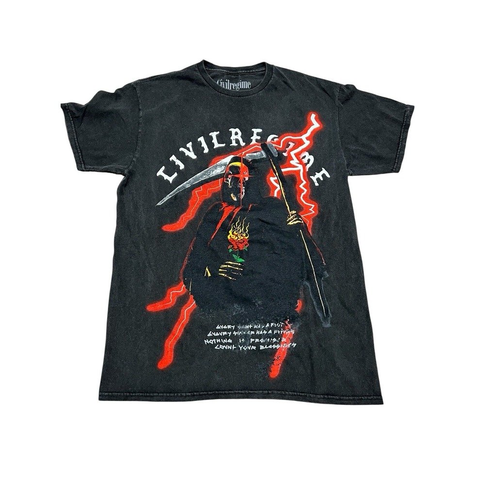 Civil Regime Saint & Sinner Blazing Head Driller‎ Skull Reaper Men's Shirt Small